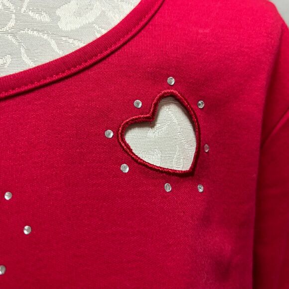 Quacker Factory Hear Cut Out Rhinestone 3/4 Sleeve Blouse Top NWT Plus Size 1X - Picture 9 of 14